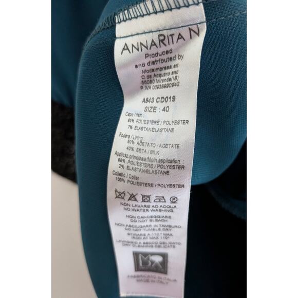 NWT AnnaRita N Blue Green Mini Dress Shift IT 40 US 4 Women's Italian Designer - Picture 8 of 8